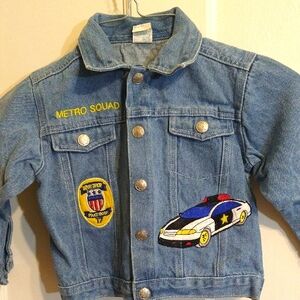 Kids Denim Jacket with Police Car Patch
